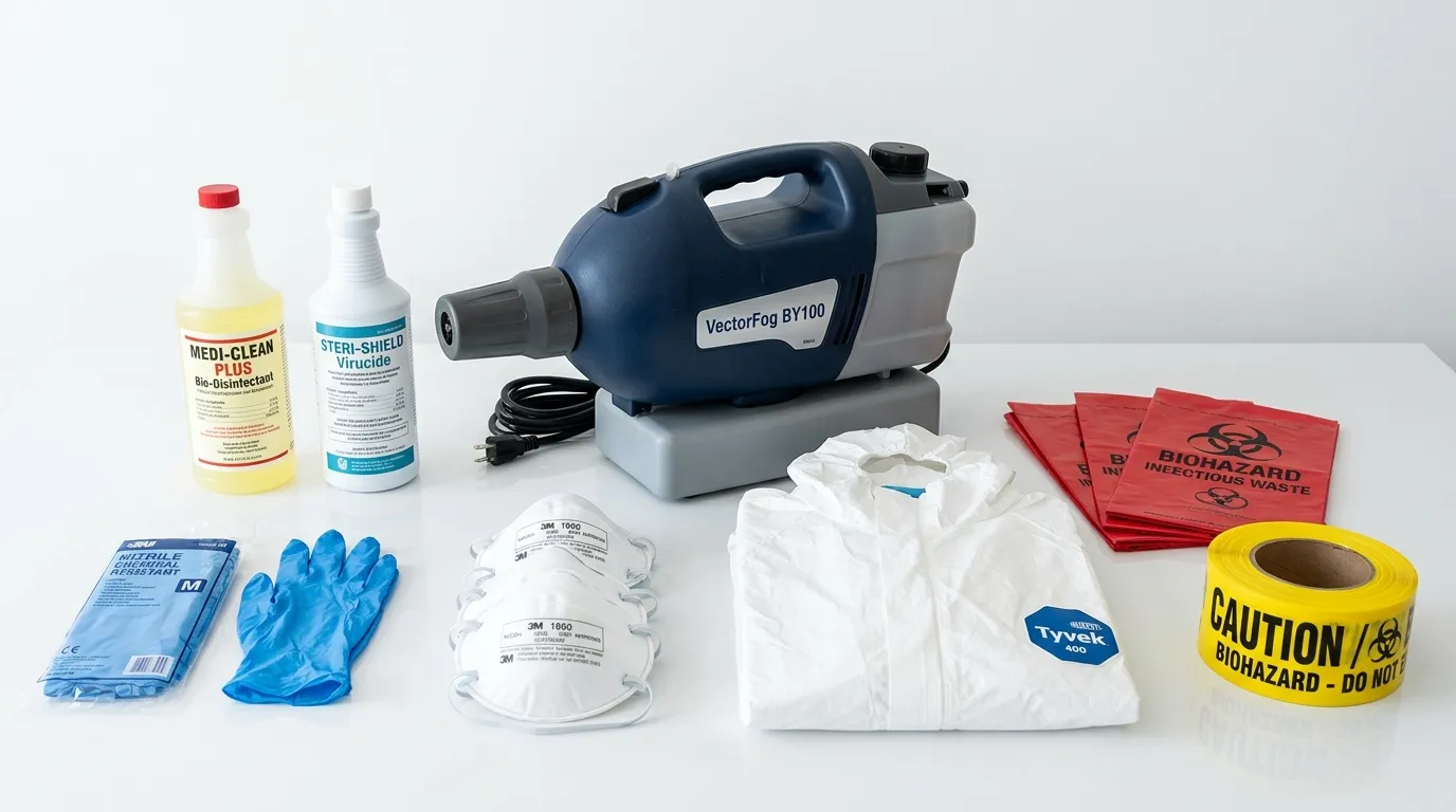 Professional biohazard remediation crew working in Progress Village